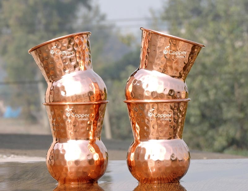 Tuscan Copper Tumblers Hammered Set of 4 #15587