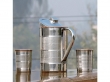 Steel Outer and Copper Inner Ayurvedic Water Jug with Two Copper Tumblers