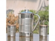 Steel Outer and Copper Inner Ayurvedic Water Jug with Two Copper Tumblers