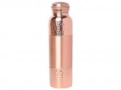 Pure Copper Water Bottle  1000 Ml Hammered and Plain Pattern